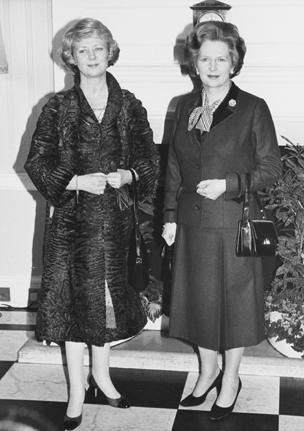 Vigdis Finnbogadottir (left), the President of Iceland, meets British Prime Minister Margaret Thatcher at Number 10 Downing Street in London, 17th February 1982.