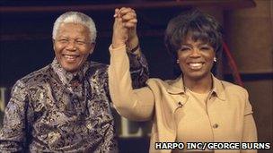 Nelson Mandela with Oprah Winfrey