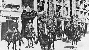 Japanese occupation forces parade through Hong Kong