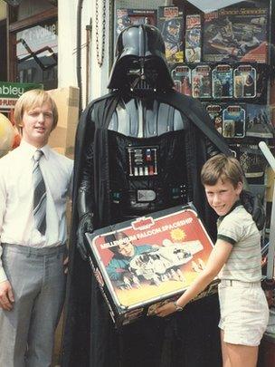 Gary Grant with Darth Vader at his first shop