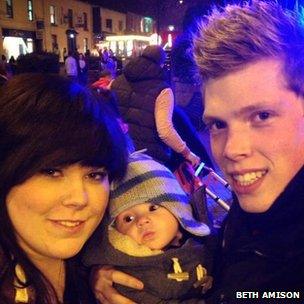 Beth Amison, brother Josh Dando and baby Maison