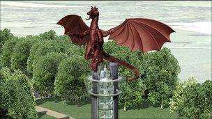 An image of how the dragon tower, near Wrexham, might look