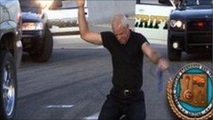 A still from an Arizona police training video showing how to enforce the new law