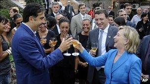 US Secretary of State Hillary Clinton and Georgian President Mikhail Saakashvili