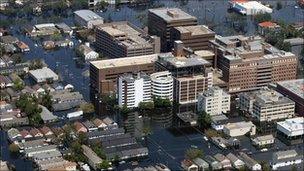 Flooding in downtown New Orleans, 6 Sept 2005