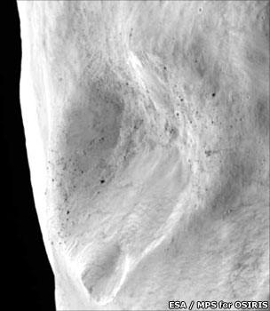 Close-up of Lutetia crater (Esa)