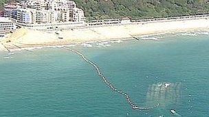 Aerial shot of Boscombe surf reef