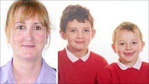 Heather Bickley and sons Oscar,10 and Felix, six, who died in a fire at their home at Tyn-y-Gongl, near Benllech, Anglesey