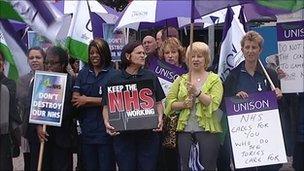 The protest at Lyng health centre