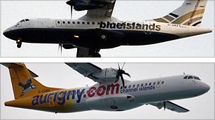 Blue islands and Aurigny planes