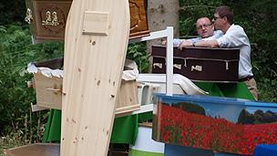 Coffins on show at the National Coffin Exhibition