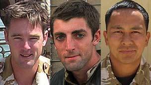 Left to right: Maj James Joshua Bowman, Lt Neal Turkington, Cpl Arjun Purja Pun