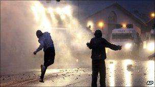 Republican rioters in north Belfast on 13 July, 2010