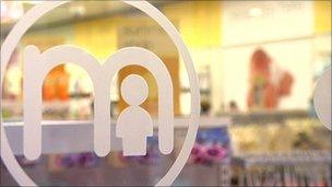 Mothercare logo on window