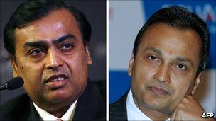 Mukesh Ambani (L) and Anil Ambani