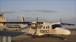 Manx2 plane which operates on the north-south Wales route from Anglesey to Cardiff