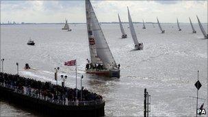 Yachts in the Clipper Round the World Race arrive on the River Humber