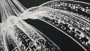 pic of 1's and 0's down clear pipe