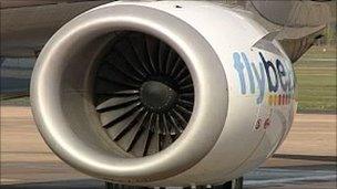 Engine on Flybe plane