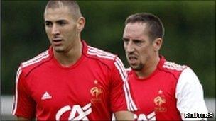 Karim Benzema and Franck Ribery in 2009