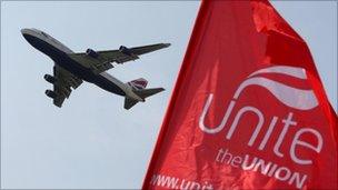 BA plane and Unite banner