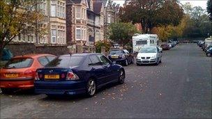 Double-parked cars in Bristol