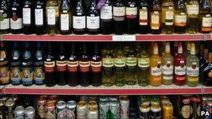 Alcohol on supermarket shelves