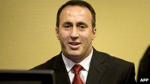 Ramush Haradinaj at The Hague, 3 April 2008