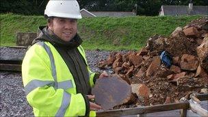 Iwan Parry with one of the slates