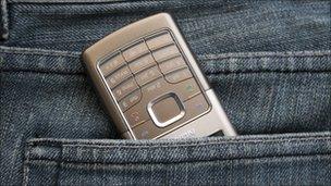 Nokia phone in back pocket