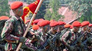 Members of the Kopassus elite forces at a ceremony in 2009