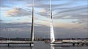 Computer image of how the Twin Sails Bridge may look