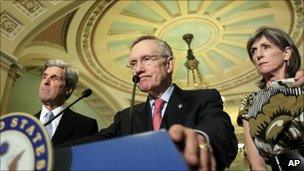 Senate majority leader Harry Reid (centre). (Image: AP)