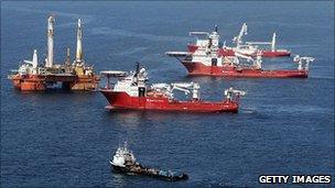 Ships near the site of the Deepwater Horizon oil spill 23.7.10