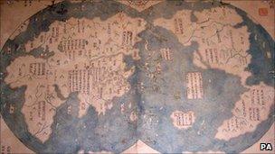 The Economist handout of an ancient map that may prove it was Admiral Zheng who discovered America and not Christopher Columbus