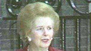 Mrs Thatcher leaving office in 1990