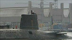 HMS Victorious leaving Devonport Naval Base