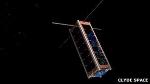 Artist's impression of CubeSat in space