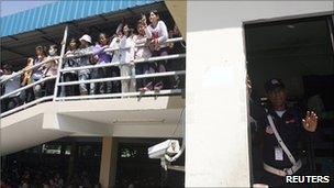 Factory workers on strike in Phnom Penh, Cambodia (27 July 2010)