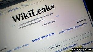 The homepage of the WikiLeaks.org website is seen on a computer after leaked classified military documents were posted to it July 26, 2010