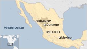 Map of Mexico showing Durango