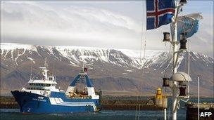 Trawler in Reykjavik harbour