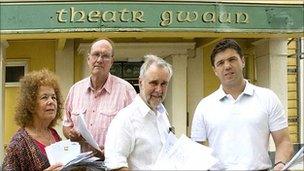 Campaigners with Preseli Pembrokeshire MP Stephen Crabb outside Theatr Gwaun