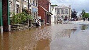 Flooding in Pickering town centre