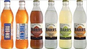 Bottles of fizzy drinks