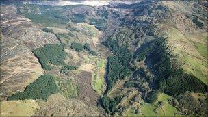 Coed Cwm Mynach from the air (Pic Woodland Trust)