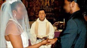 Brown carrying out a marriage ceremony