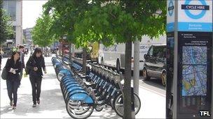 A cycle hire docking station