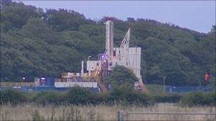 Caudrilla Resources' shale gas rig near Kirkham in Lancashire