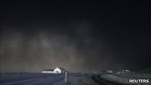 Volcanic ash darkens the skies over Eyjafjoll, Iceland